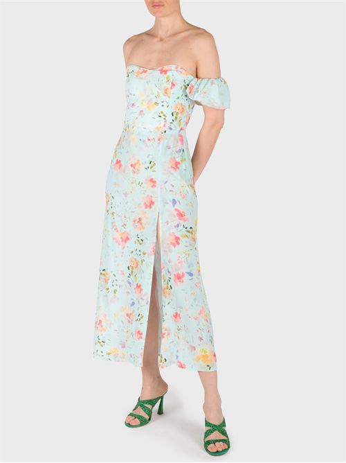 Floral Crêpe Long Dress with Boat Neckline MAR DE MARGARITAS | MMABW01167TMFI0025CE14